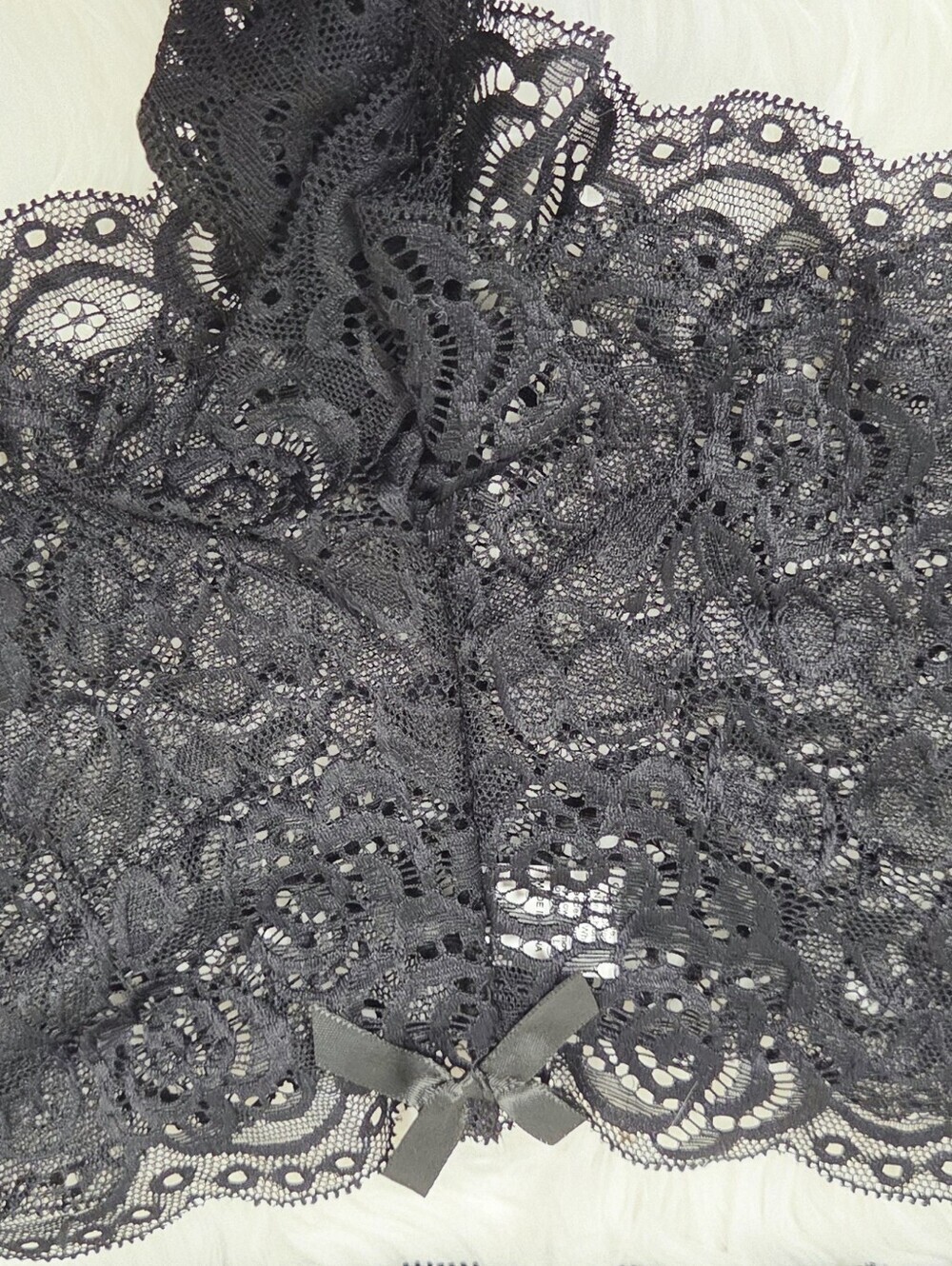 Black Stretch Lace Bralette & PantyShorts Set - Women Intimates Small New - Picture 6 of 8